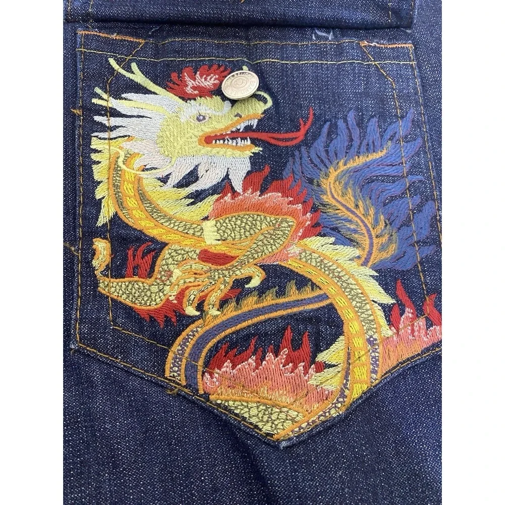 True Religion Billy Jeans USA Dark Wash Bootcut Dragon Embroidered‎ Denim 32x34